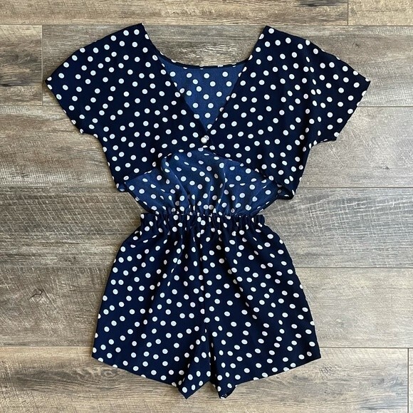 One & Only x Urban Renewal Open Back Romper Blue S - Picture 11 of 12